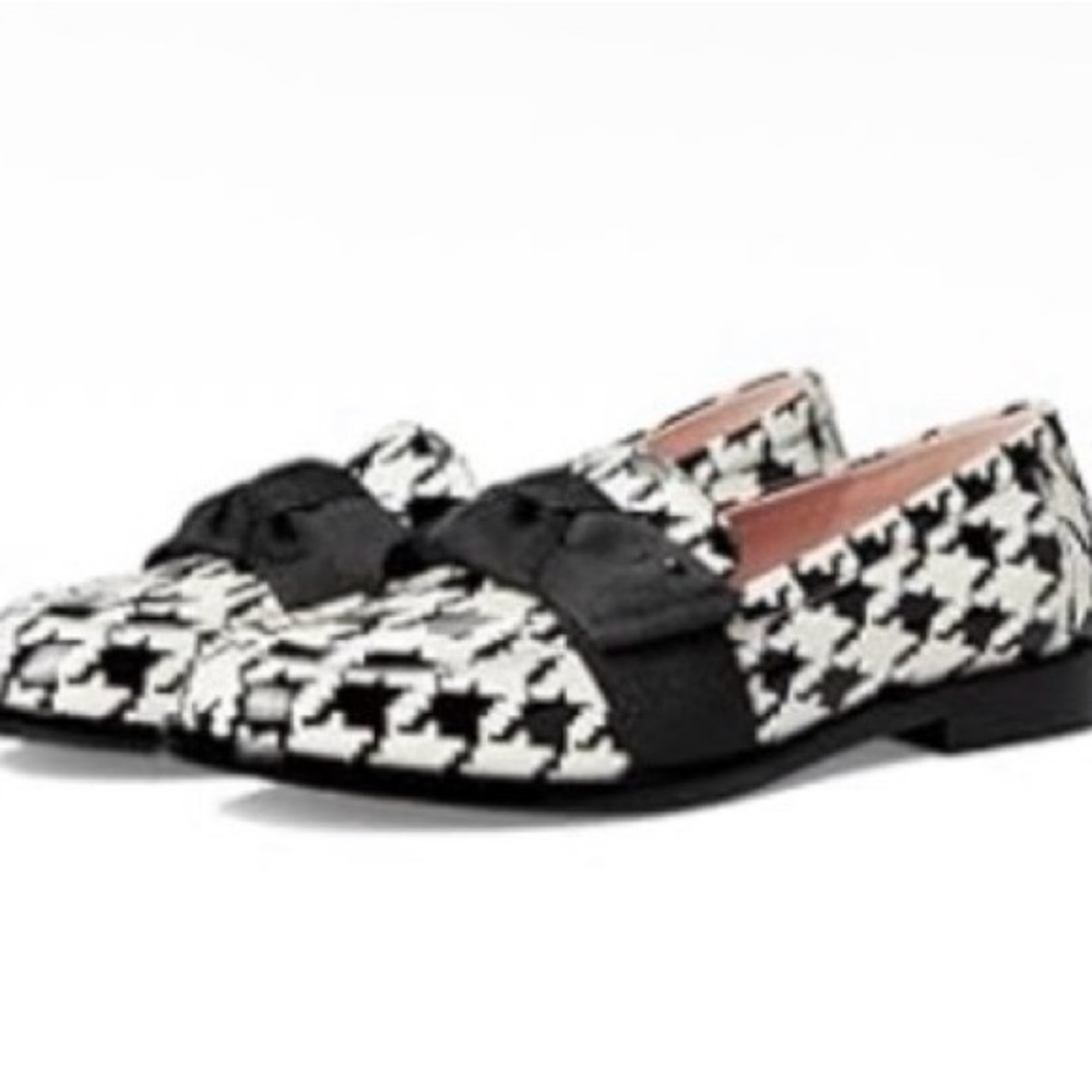 kate spade Black and White Houndstooth Bow Loafers